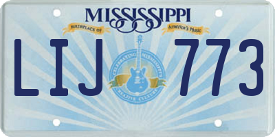 MS license plate LIJ773