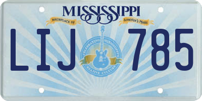MS license plate LIJ785