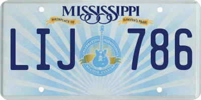 MS license plate LIJ786