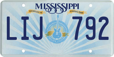 MS license plate LIJ792