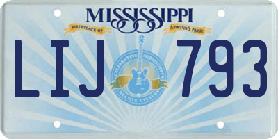 MS license plate LIJ793