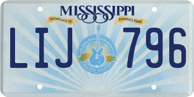 MS license plate LIJ796