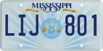 MS license plate LIJ801