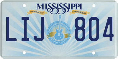 MS license plate LIJ804