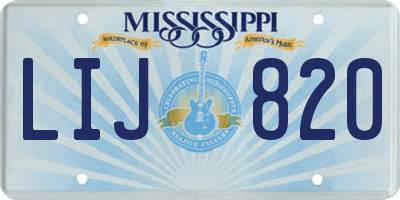 MS license plate LIJ820