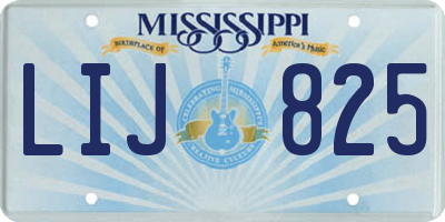 MS license plate LIJ825