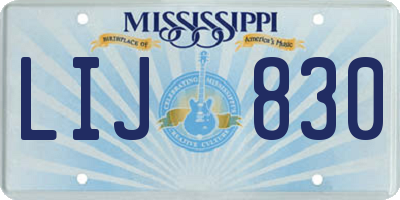 MS license plate LIJ830