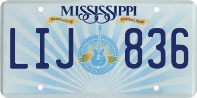 MS license plate LIJ836