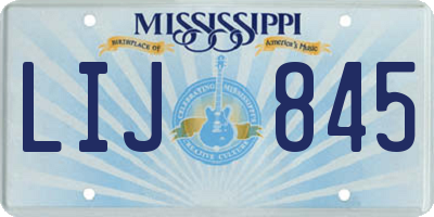 MS license plate LIJ845