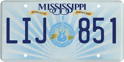 MS license plate LIJ851