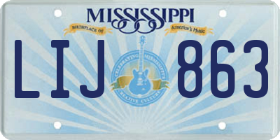MS license plate LIJ863