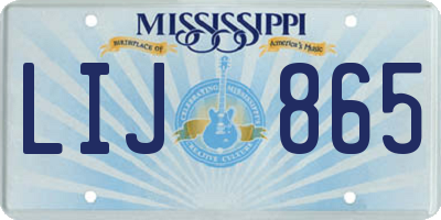 MS license plate LIJ865