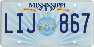 MS license plate LIJ867