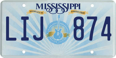 MS license plate LIJ874