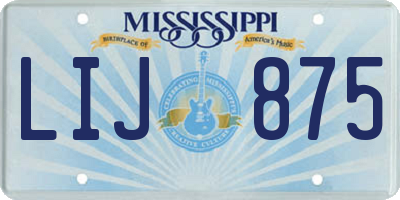 MS license plate LIJ875