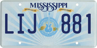 MS license plate LIJ881