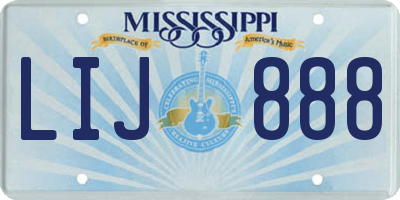 MS license plate LIJ888