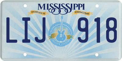 MS license plate LIJ918