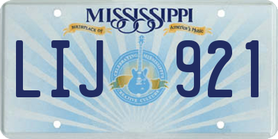 MS license plate LIJ921