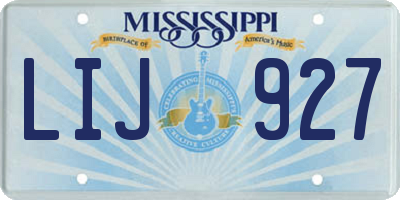 MS license plate LIJ927