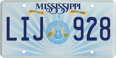 MS license plate LIJ928