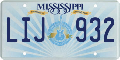 MS license plate LIJ932