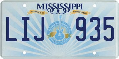 MS license plate LIJ935