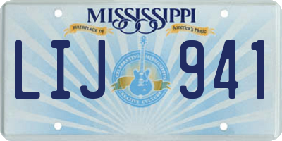 MS license plate LIJ941