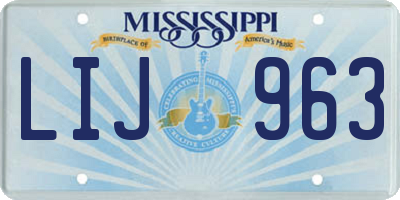 MS license plate LIJ963