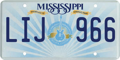 MS license plate LIJ966