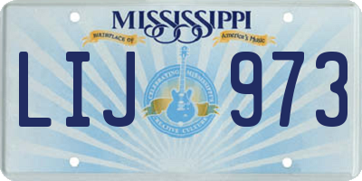 MS license plate LIJ973