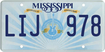MS license plate LIJ978