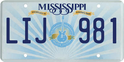 MS license plate LIJ981