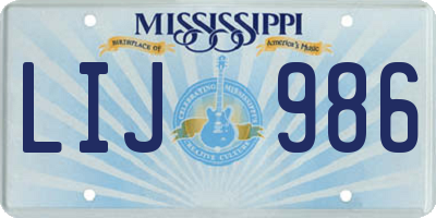 MS license plate LIJ986