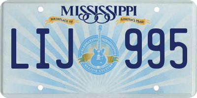 MS license plate LIJ995