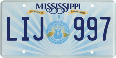 MS license plate LIJ997