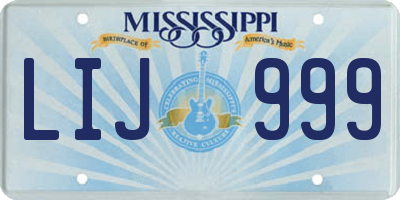 MS license plate LIJ999
