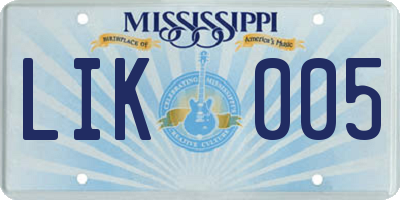 MS license plate LIK005