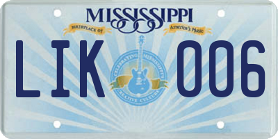 MS license plate LIK006