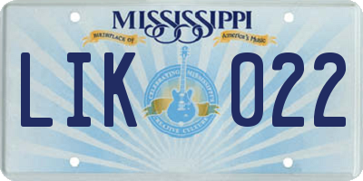 MS license plate LIK022