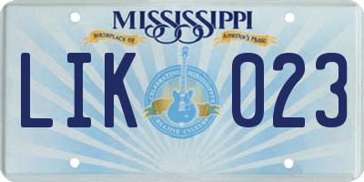 MS license plate LIK023