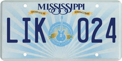 MS license plate LIK024