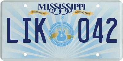 MS license plate LIK042