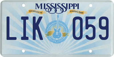 MS license plate LIK059