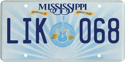 MS license plate LIK068
