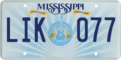 MS license plate LIK077