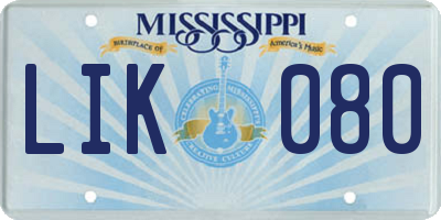 MS license plate LIK080