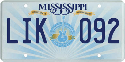 MS license plate LIK092
