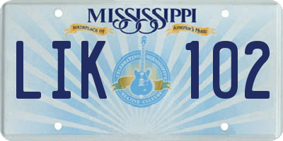 MS license plate LIK102