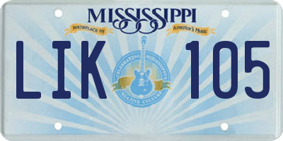 MS license plate LIK105